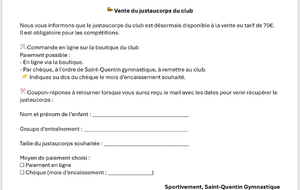 Pré commande NOUVEAU JUSTAUCORPS CLUB 2025