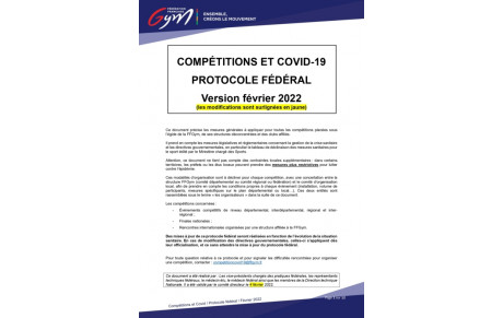 COMPÉTITIONS ET COVID-19 PROTOCOLE FÉDÉRAL Mise à jour du 4 février 2022