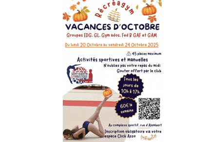 🤸‍♀ Récréagym – Vacances d’Octobre 🎃